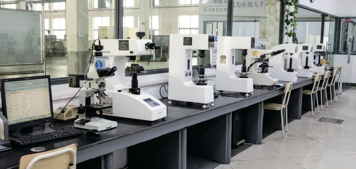 Hardness and metallography lab at the heat treatment plant at a partner plant