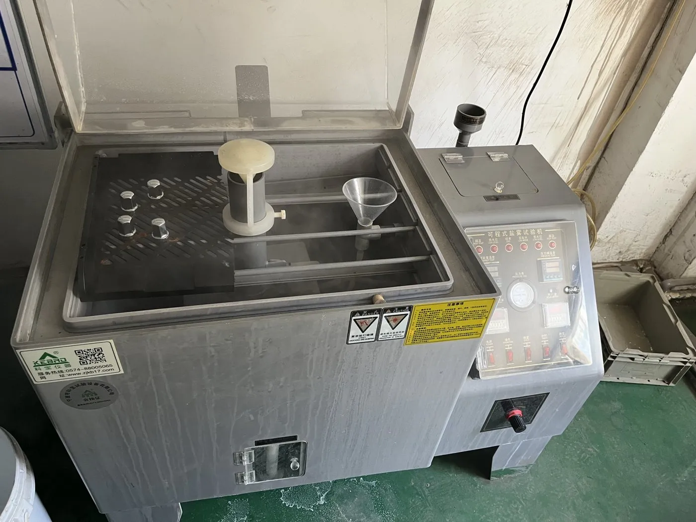 Salt-spray chamber at the plating plant at a partner plant